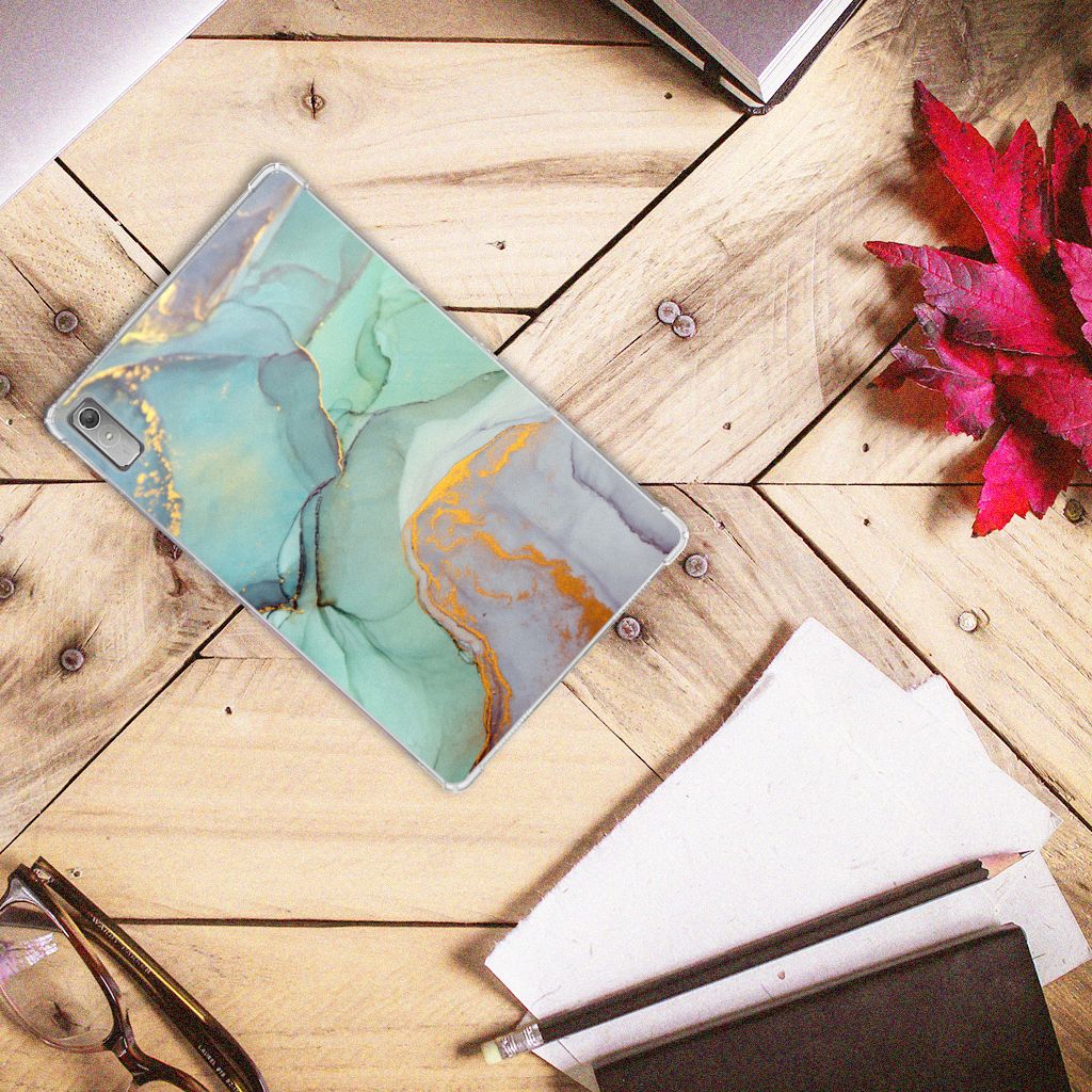 Tablethoes voor Lenovo Tab P11 Gen 2 Watercolor Mix met een prachtig kleurverloop en gouden accenten.