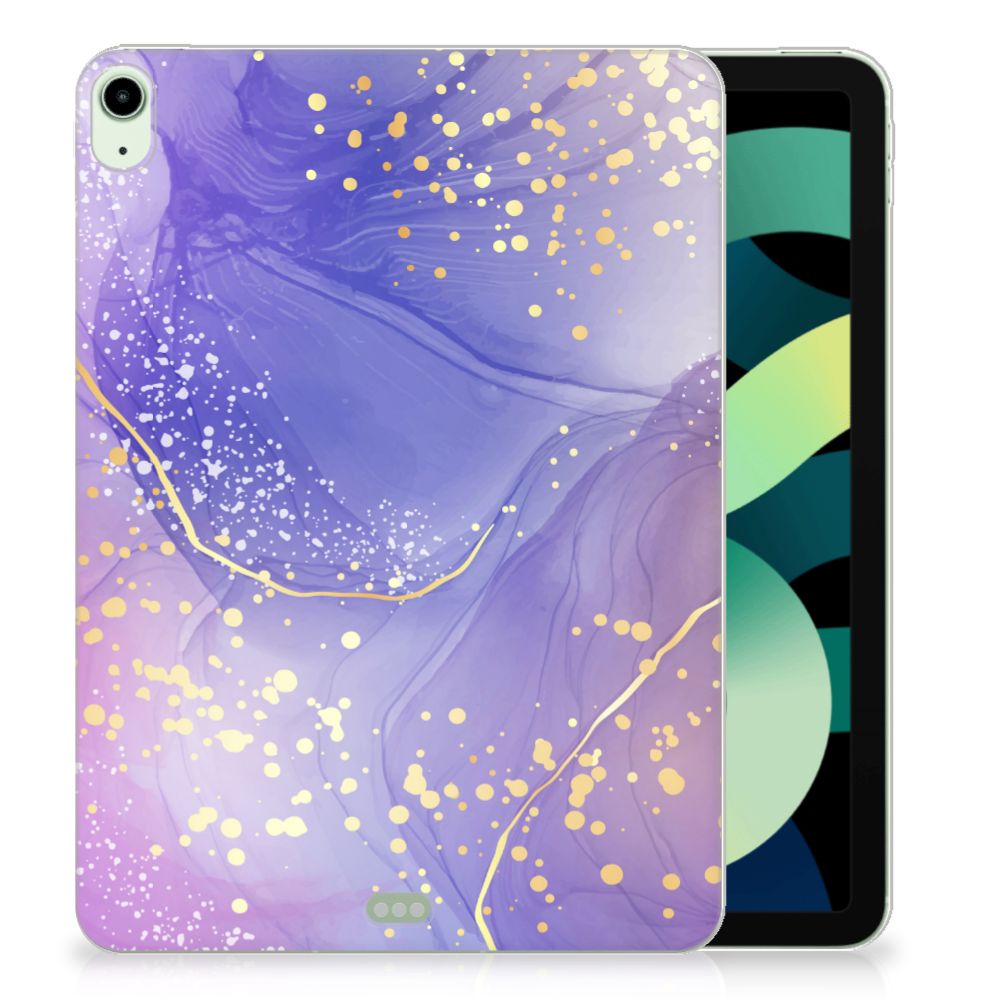 Tablethoes voor iPad Air (2020/2022) 10.9 inch Watercolor Paars met goudkleurige details.