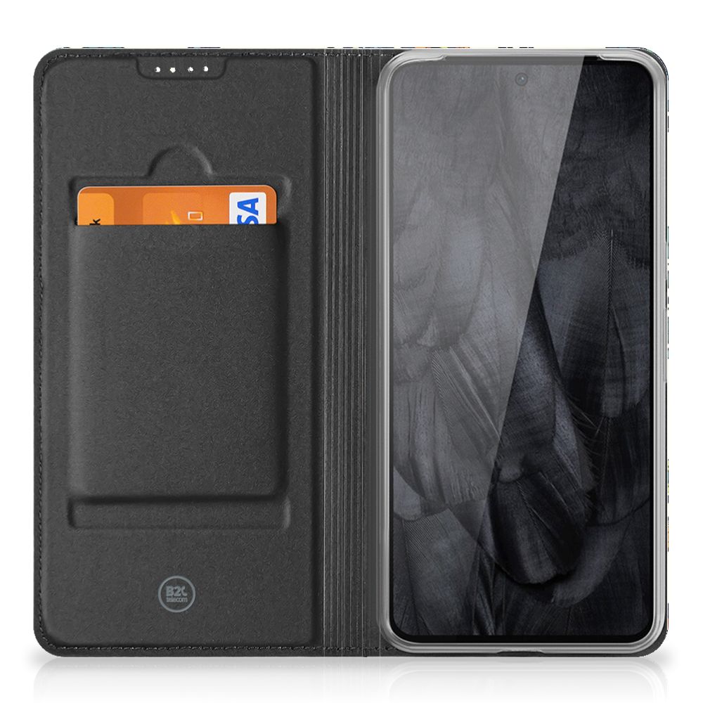Telefoon Hoesje Google Pixel 8 Pro Barok Flower met vak voor bankkaart, ideaal cadeau voor gebruiksgemak en bescherming.