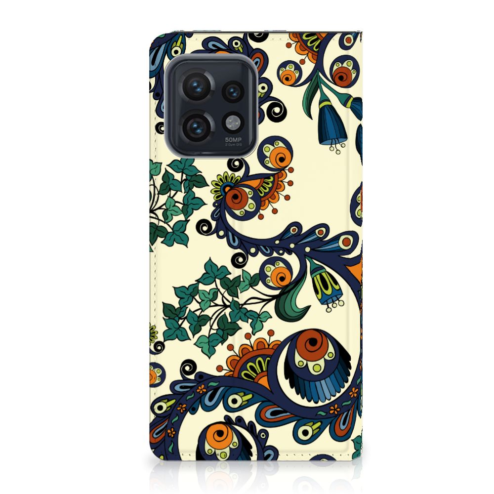 Motorola Edge 40 Pro Telefoon Hoesje Barok Flower vooraanzicht bloemen ogen design