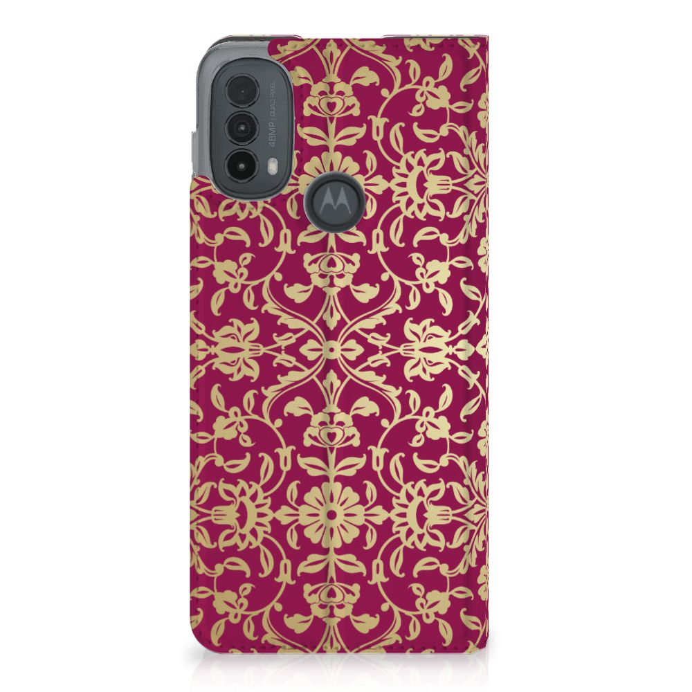Motorola Moto E20 Telefoon Hoesje Barok Pink achterzijde