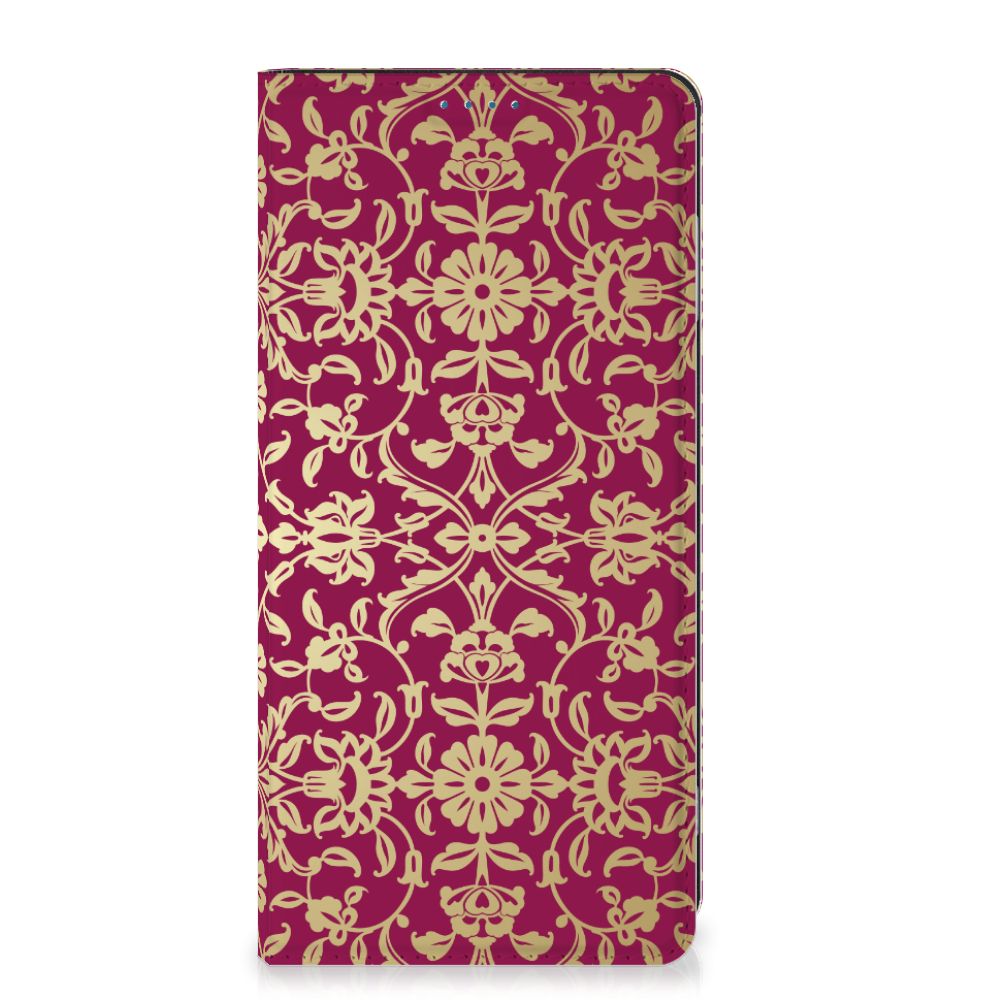 Motorola Moto G53 Telefoon Hoesje Barok Pink design bloemen goud