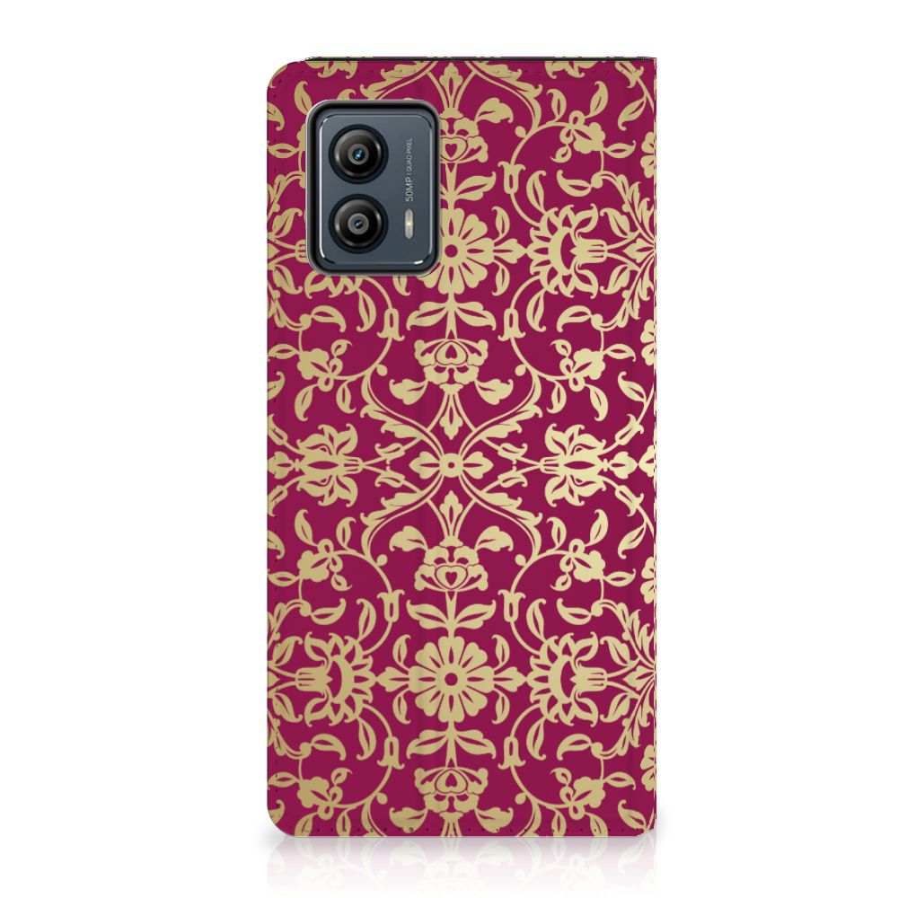 Motorola Moto G53 Telefoon Hoesje Barok Pink design bloemen voorkant