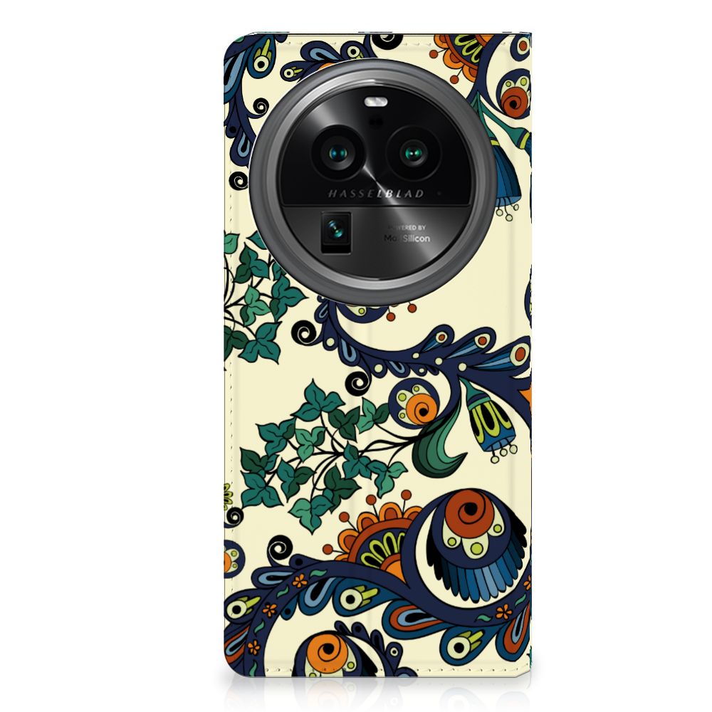 OPPO X6 Pro Telefoon Hoesje Barok Flower voorkant met bloemen en ogen