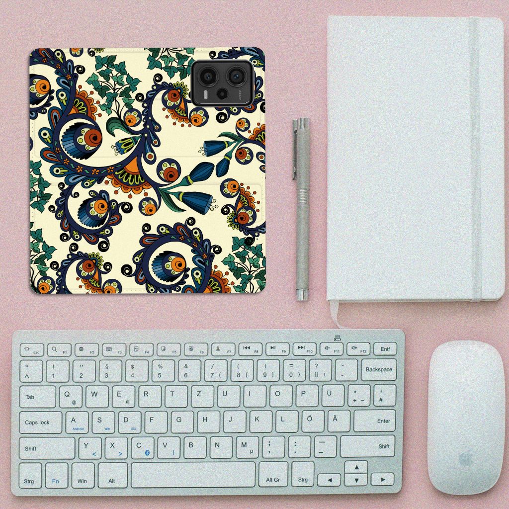 Telefoon Hoesje Xiaomi Redmi Note 12 Pro Plus Barok Flower voorzijde design bloemen met ogen