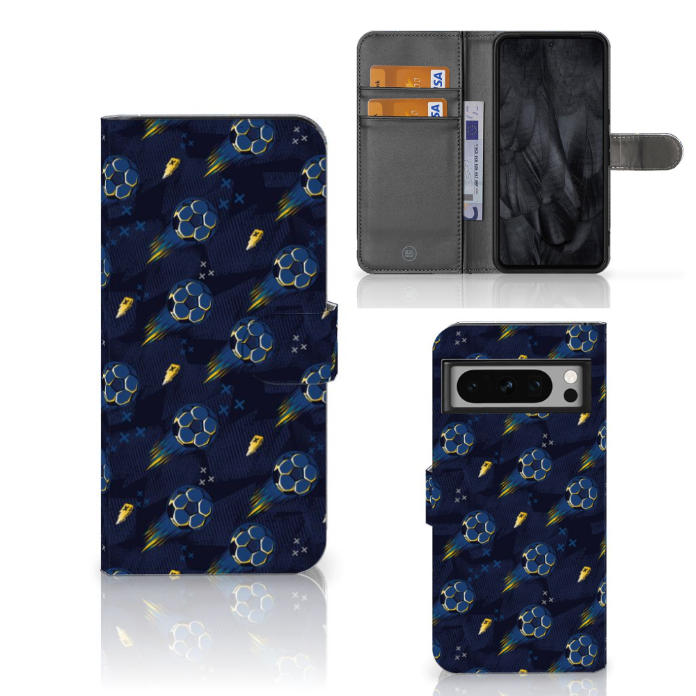 Google Pixel 8 Pro Telefoon Hoesje Voetbal design voor en achter aanzicht