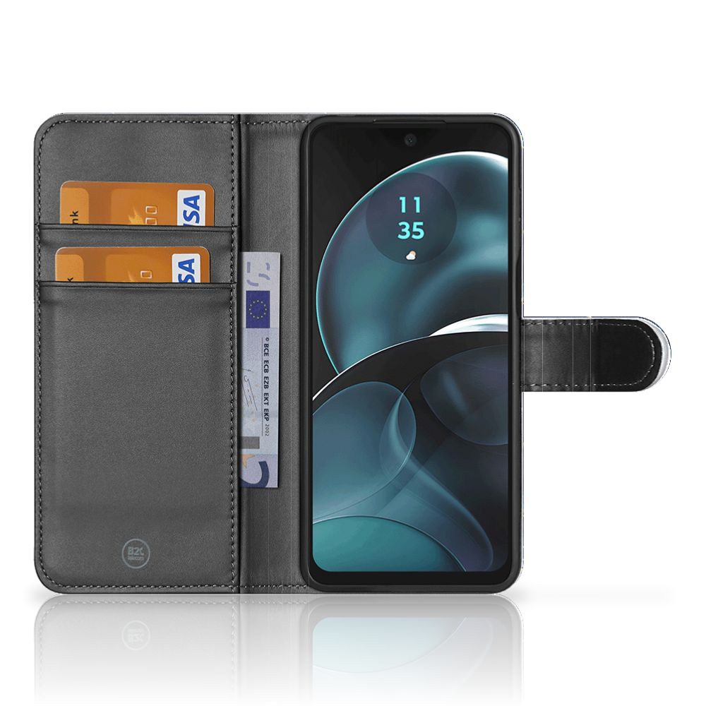 Motorola Moto G14 Telefoon Hoesje portemonnee zwart aanzicht