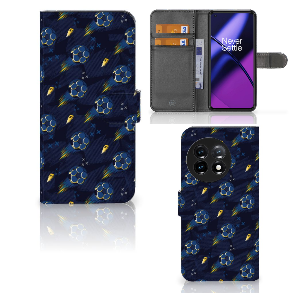OnePlus 11 Telefoon Hoesje Voetbal design voorkant zijkant