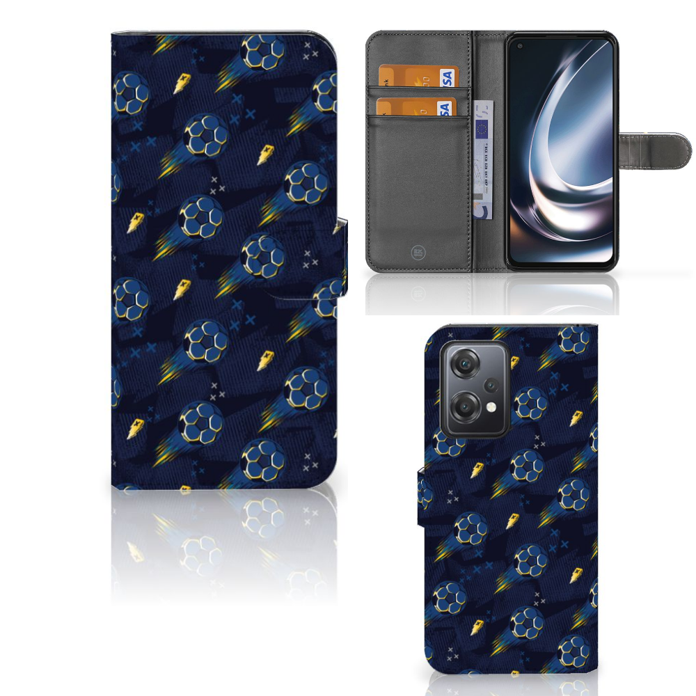 OnePlus Nord CE 2 Lite Telefoon Hoesje Voetbal voorzijde zijkant binnen