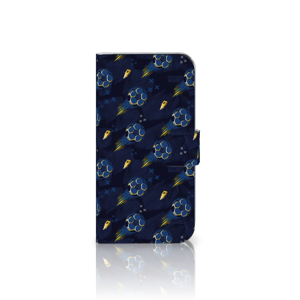 Samsung Galaxy S25 Telefoon Hoesje Voetbal design blauw aanzicht