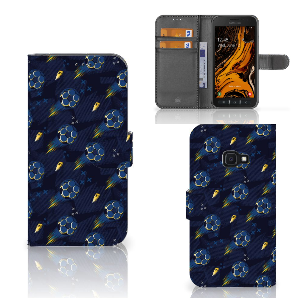 Samsung Galaxy Xcover 4 Telefoon Hoesje Voetbal design voorkant binnenzijde