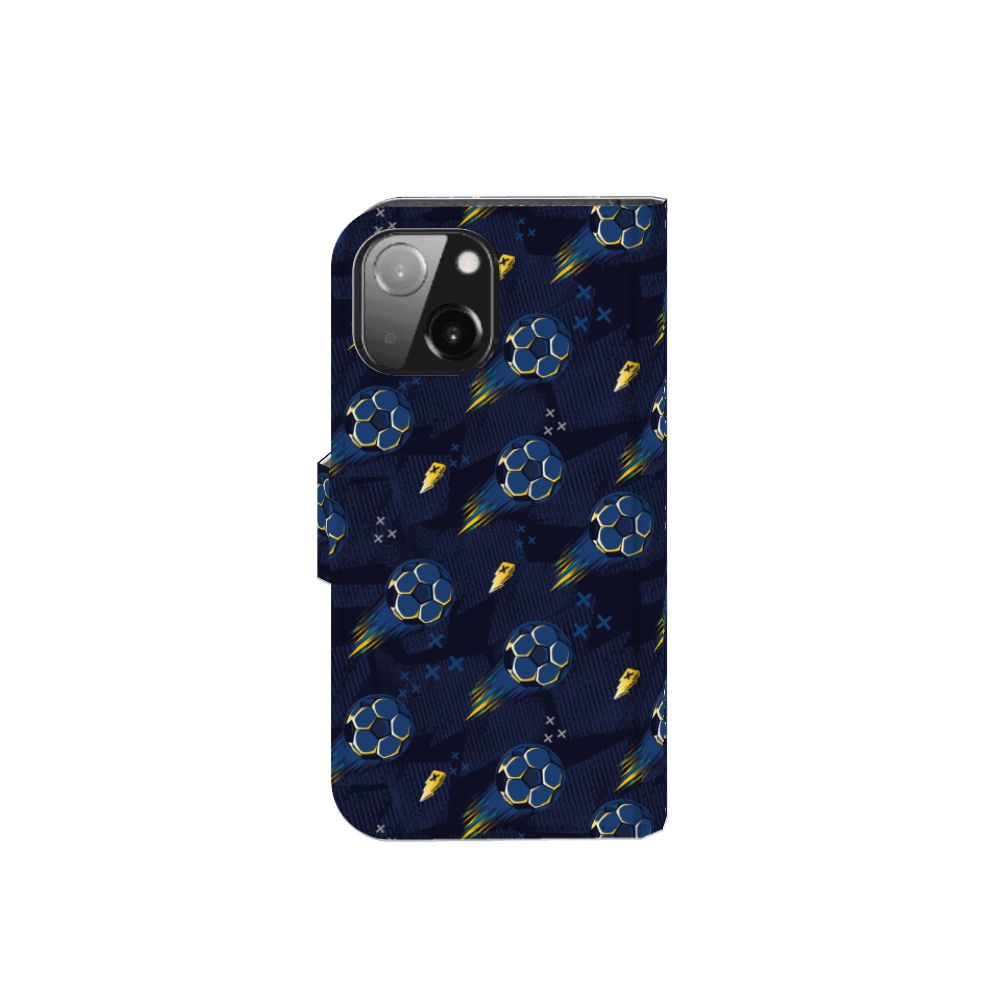 Telefoon Hoesje voor iPhone 13 Mini Voetbal met blauwe achtergrond en voetbaldetails ⚽