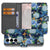 Samsung Galaxy S25 FE Telefoonhoesje Met Pasjes Ijsvogel donkerblauw bloemen design aanzicht