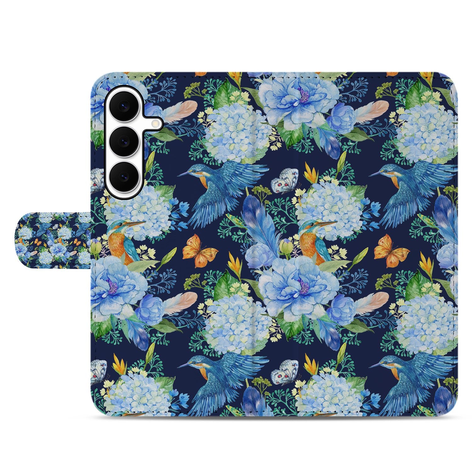 Samsung Galaxy S25 FE Telefoonhoesje Met Pasjes Ijsvogel PU Leer voorkant