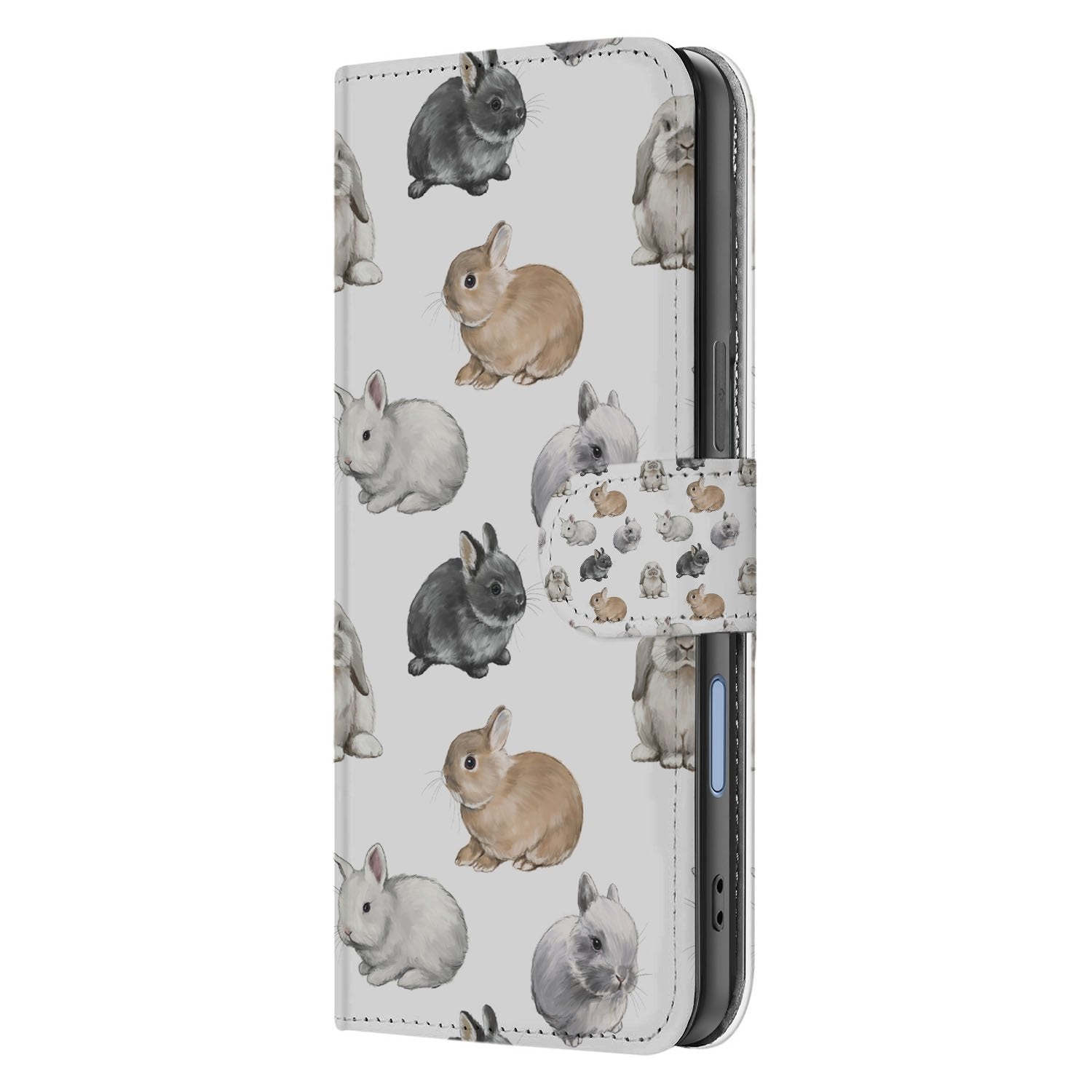 Apple iPhone 17 Telefoonhoesje Met Pasjes Voor Apple iPhone 17 PU Leer Konijntjes design konijntjes aanzicht