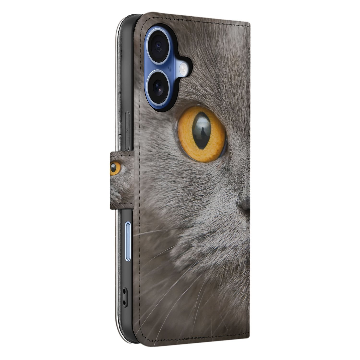 Telefoonhoesje Pasjes Apple iPhone 17 Britse Korthaar Magnetisch boekhoesje kat grijze voorkant