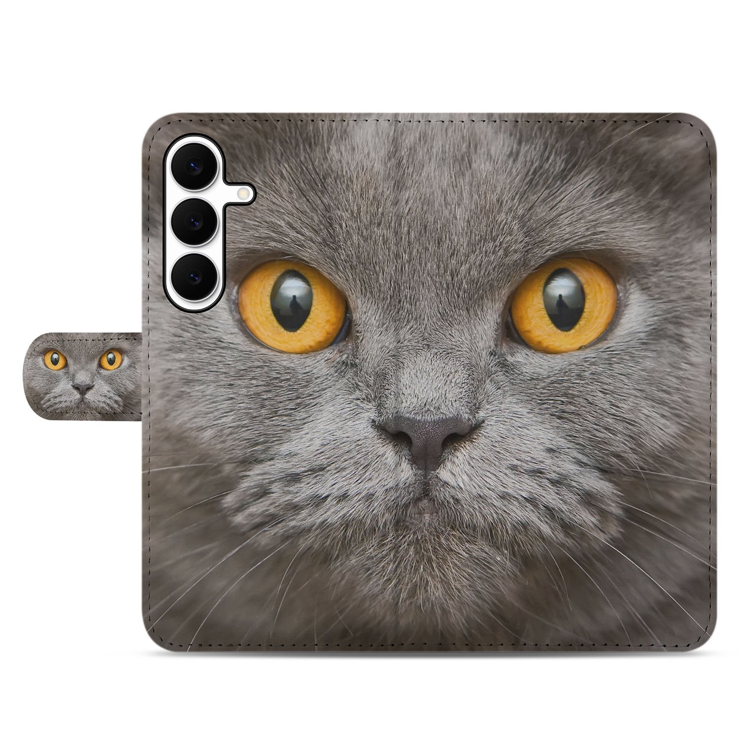 Telefoonhoesje Pasjes Samsung Galaxy S25 FE Britse Korthaar Magnetisch katten gezicht