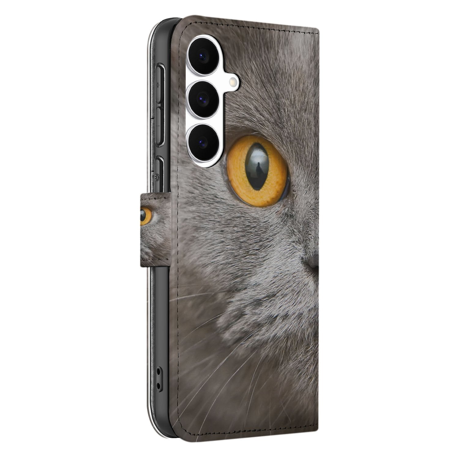 Telefoonhoesje Pasjes Samsung Galaxy S25 FE Britse Korthaar Magnetisch kattenontwerp zijaanzicht