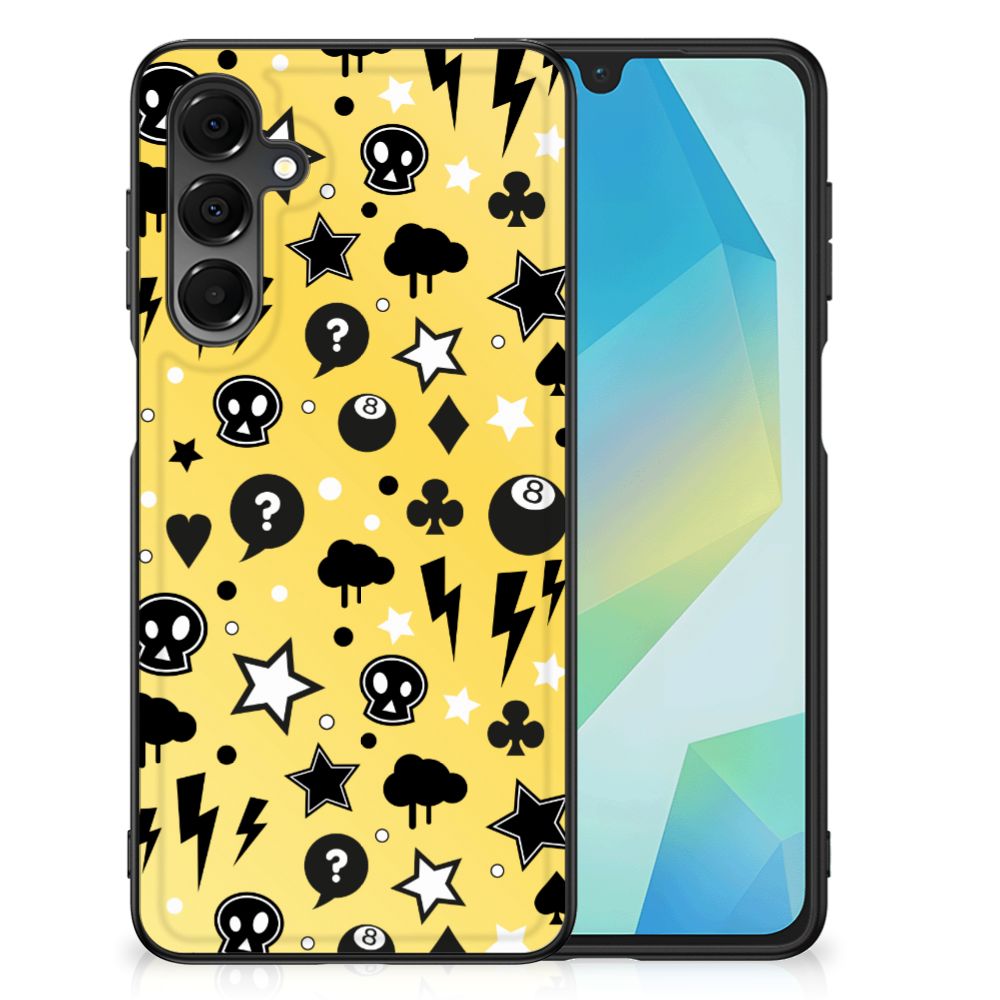 Telefoonhoesje Samsung Galaxy A16 5G/4G Punk Geel back cover skulls design geel zwart