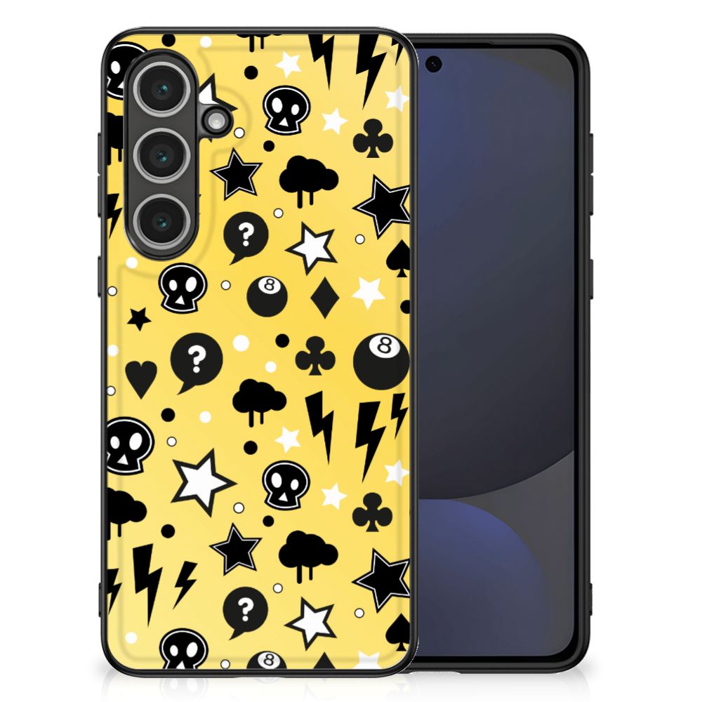 Samsung Galaxy S24 FE Telefoonhoesje Punk Geel skulls design voorkant