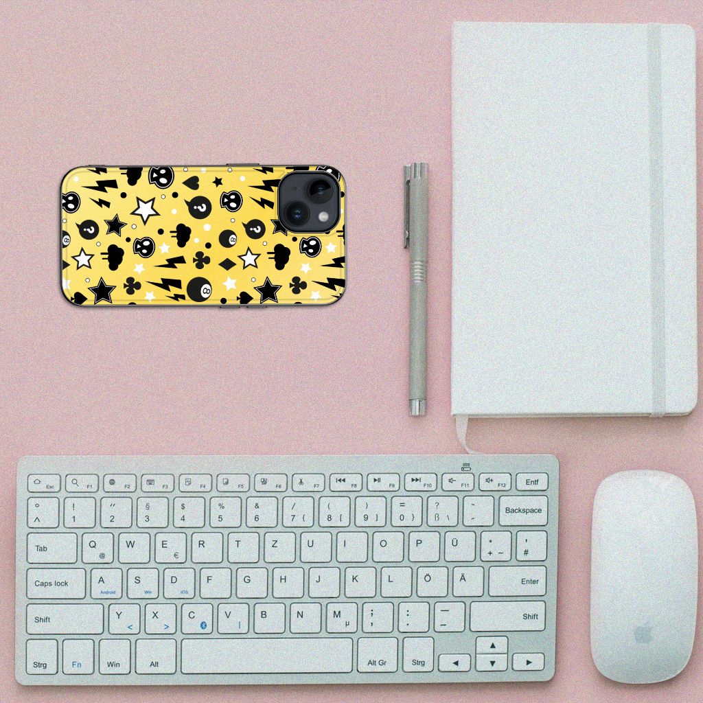Apple iPhone 15 Telefoonhoesje iPhone 15 Punk Geel bovenaanzicht