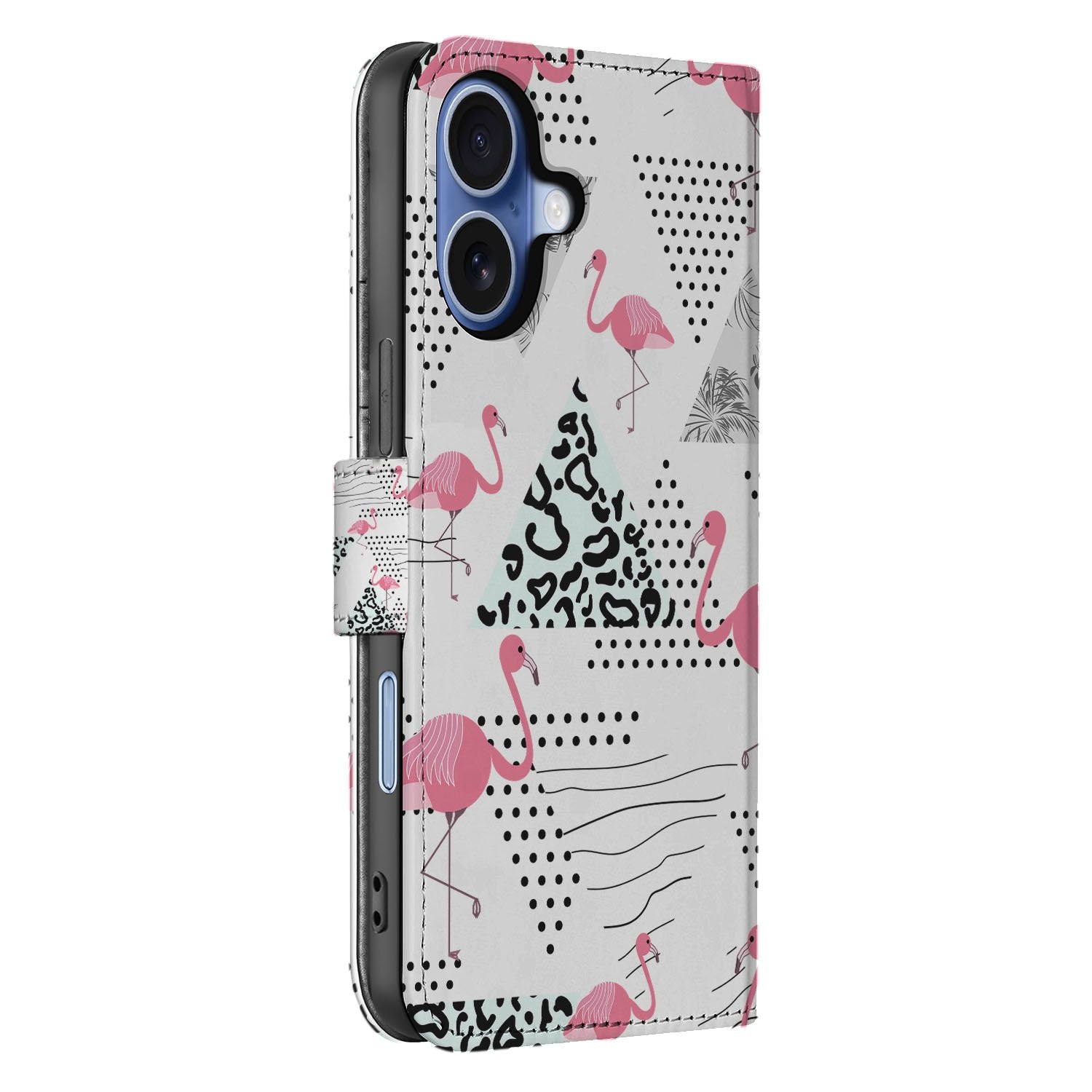 Apple iPhone 17 Telefoonhoesje Flamingo Triangle Pasjes zijkant