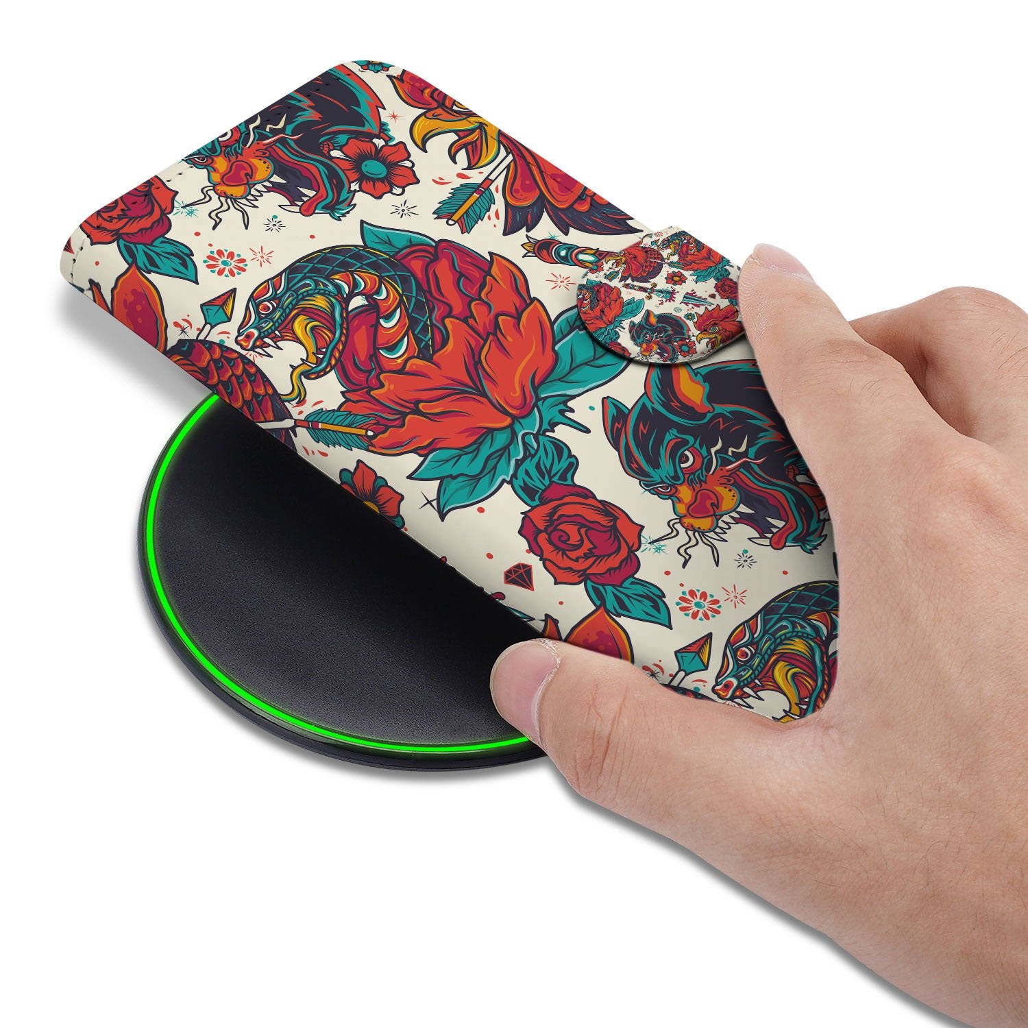 Telefoonhoesje iPhone 17 Pro Max Old Skool Pasjeshouder vintage tattoo design hand