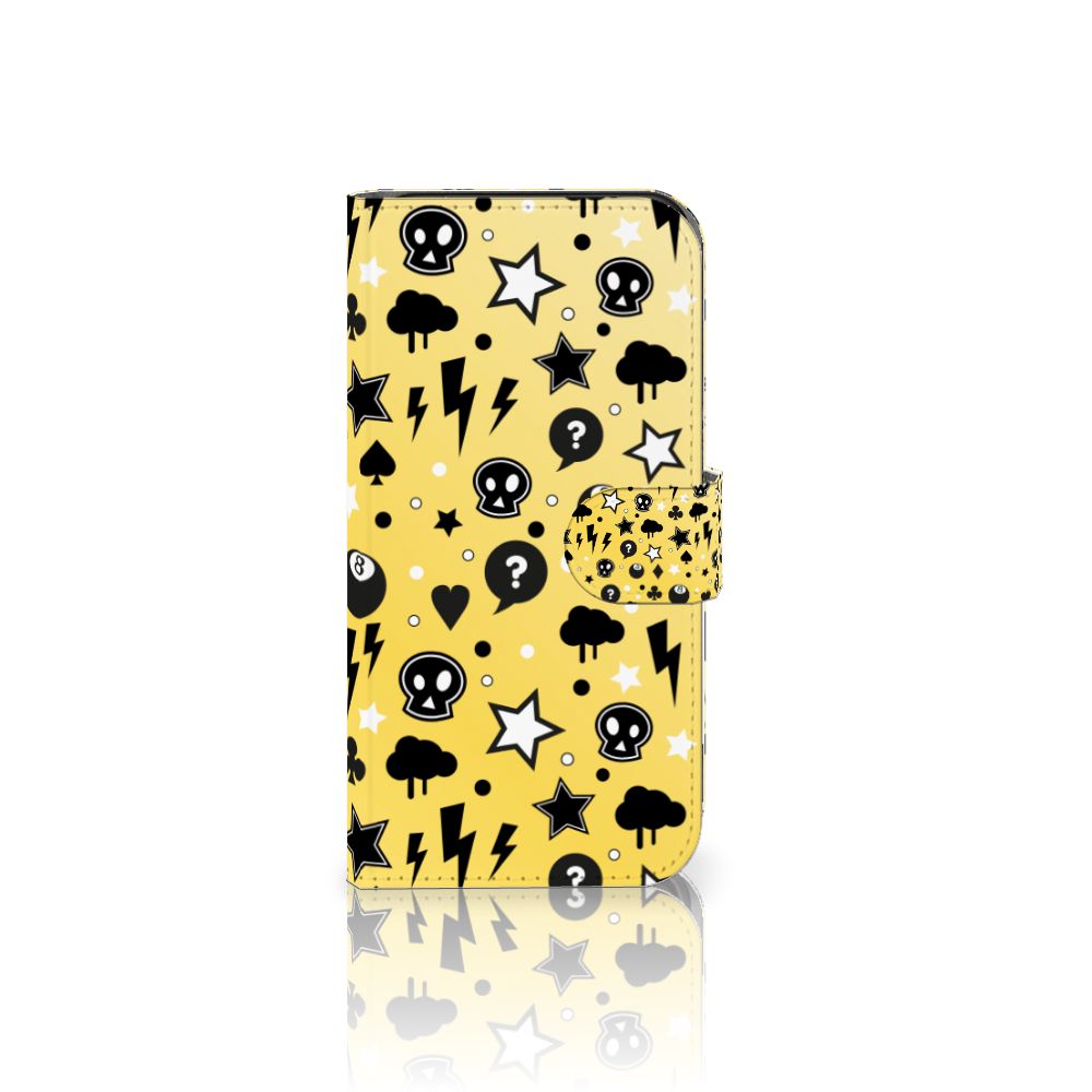 Telefoonhoesje met Naam Google Pixel 8 Punk Geel - uniek ontwerp met skulls ⭐, sterren en bliksem.