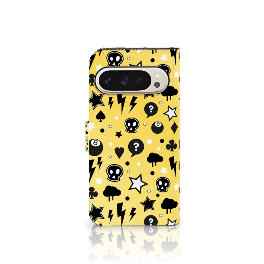 Telefoonhoesje met Naam Google Pixel 9 | 9 Pro Punk Geel design Punk Geel aanzicht