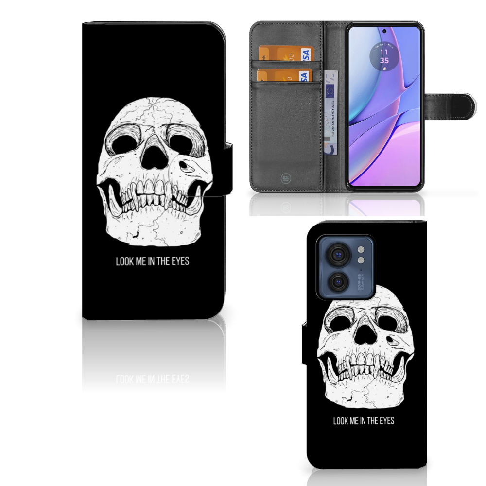 Motorola Edge 40 telefoonhoesje met Naam Skull Eyes aanzicht