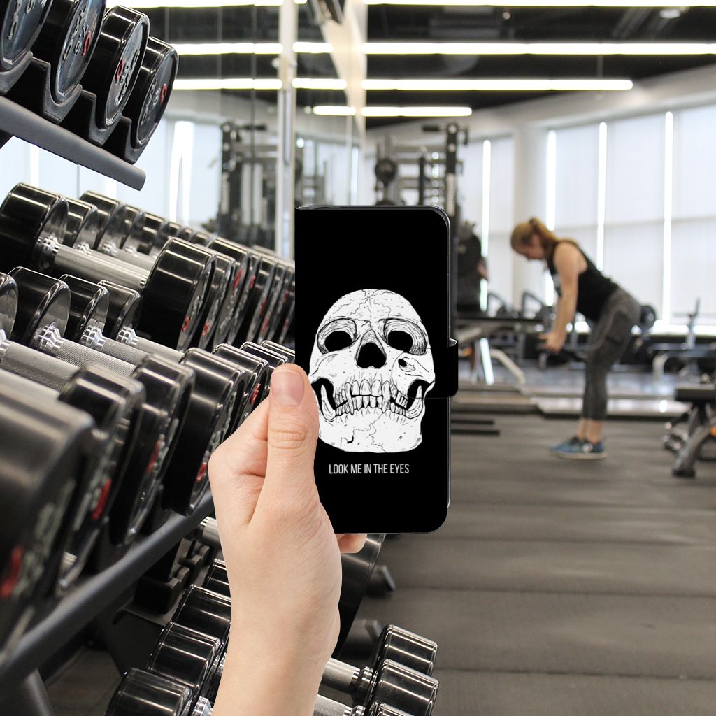 Motorola Moto G14 telefoonhoesje met Naam Skull Eyes aanzicht