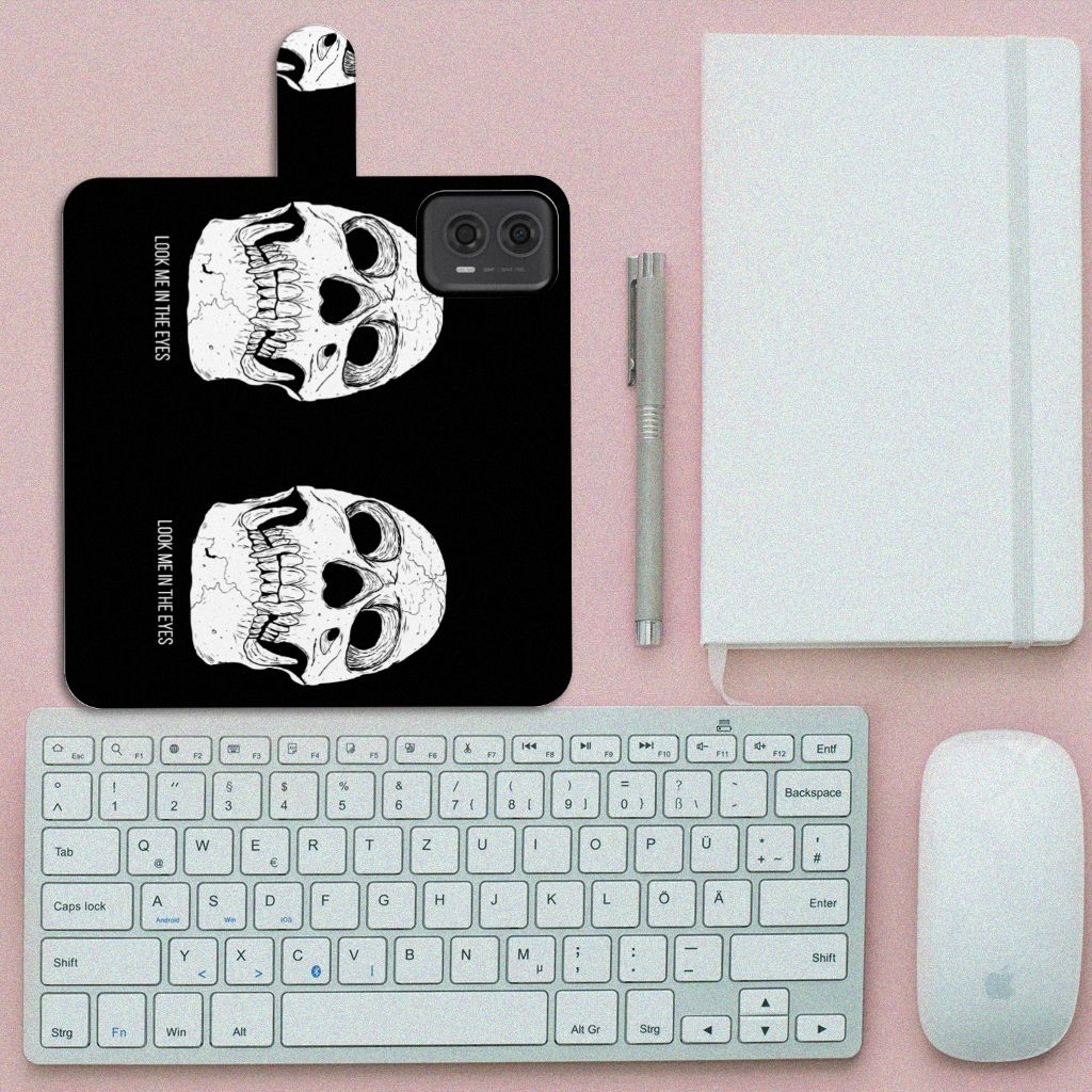 Telefoonhoesje met Naam Motorola Moto G24 | G04 | G24 Power Skull Eyes met uniek skull design en gebruiksgemak. 🎨