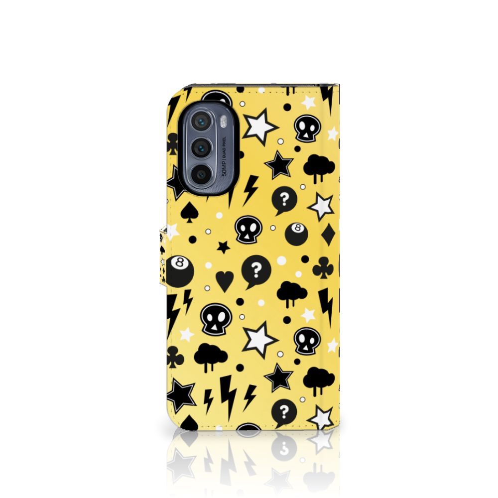Telefoonhoesje met Naam Motorola Moto G62 5G Punk Geel design Punk Yellow aanzicht