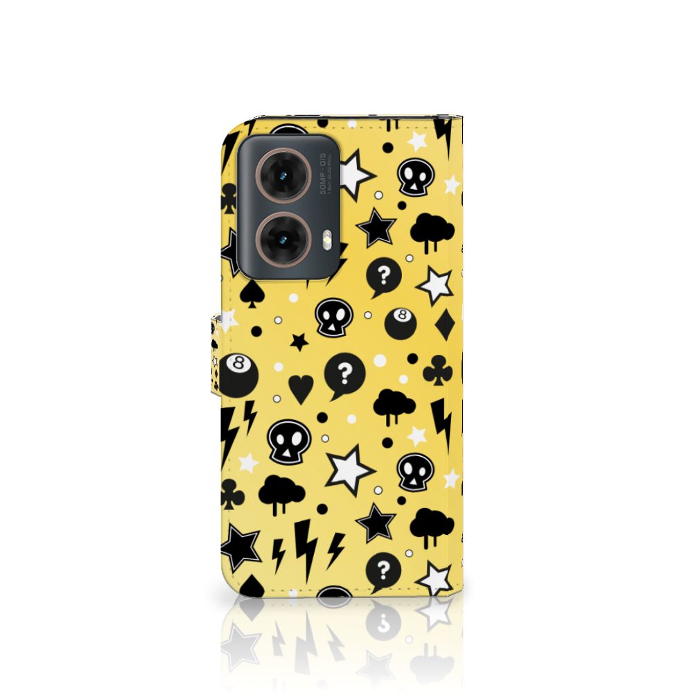 Telefoonhoesje met Naam Motorola Moto G85 Punk Geel Punk Geel Zijkant