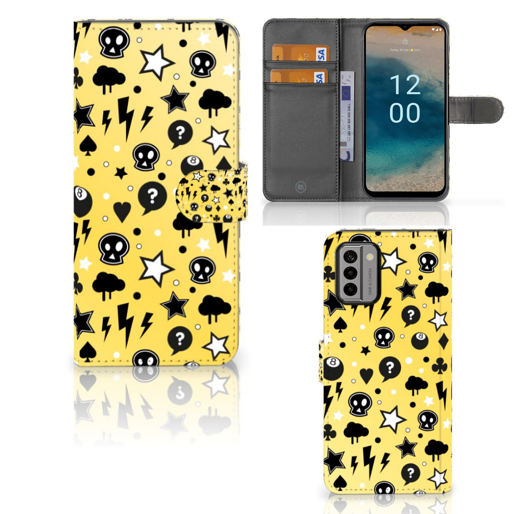 Telefoonhoesje met Naam Nokia G22 Punk Geel Punk Geel design voorkant achterkant