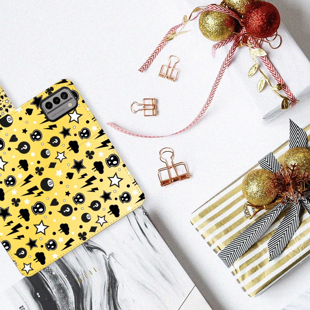 Telefoonhoesje met Naam Nokia G22 Punk Geel design Punk Yellow aanzicht