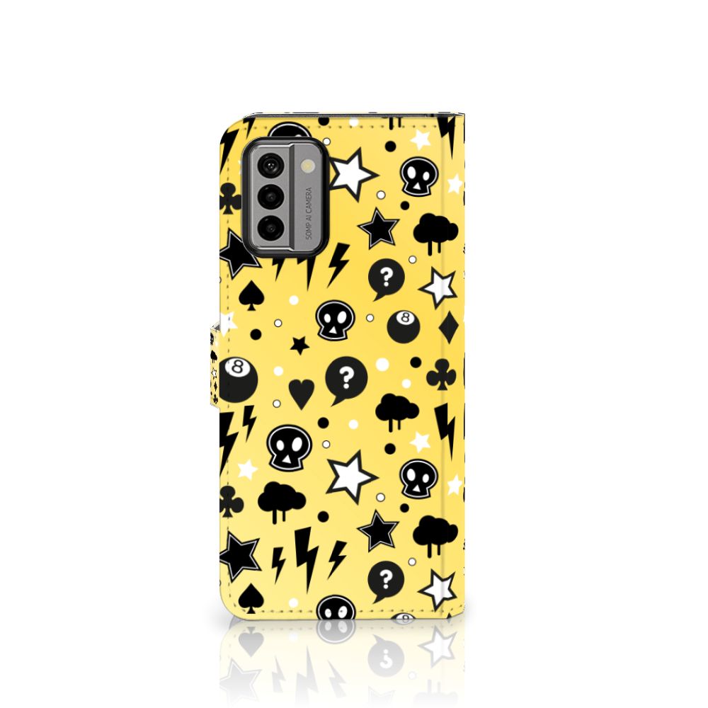 Nokia G22 Telefoonhoesje met Naam Punk Geel ontwerp aanzicht