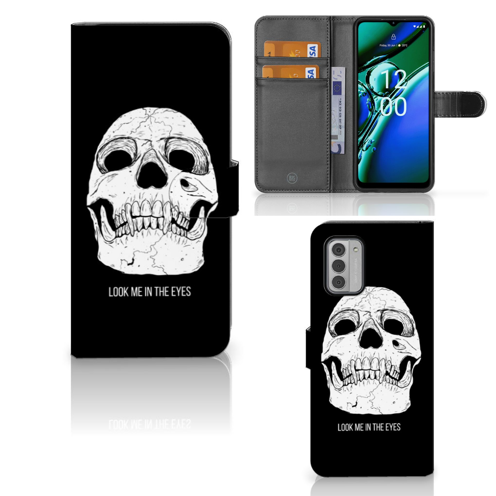 Nokia G42 Telefoonhoesje met Naam Skull Eyes aanzicht