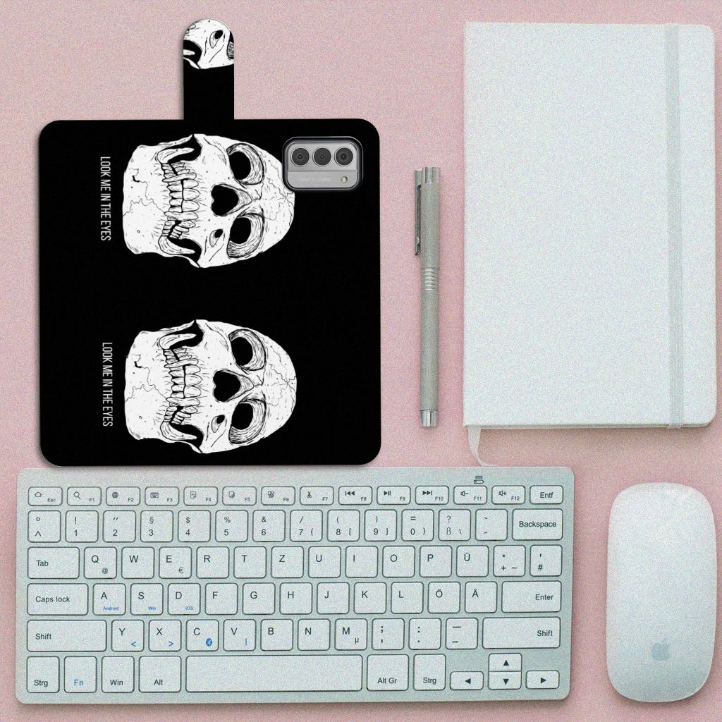 Nokia G42 Telefoonhoesje met Naam Skull Eyes bovenaanzicht