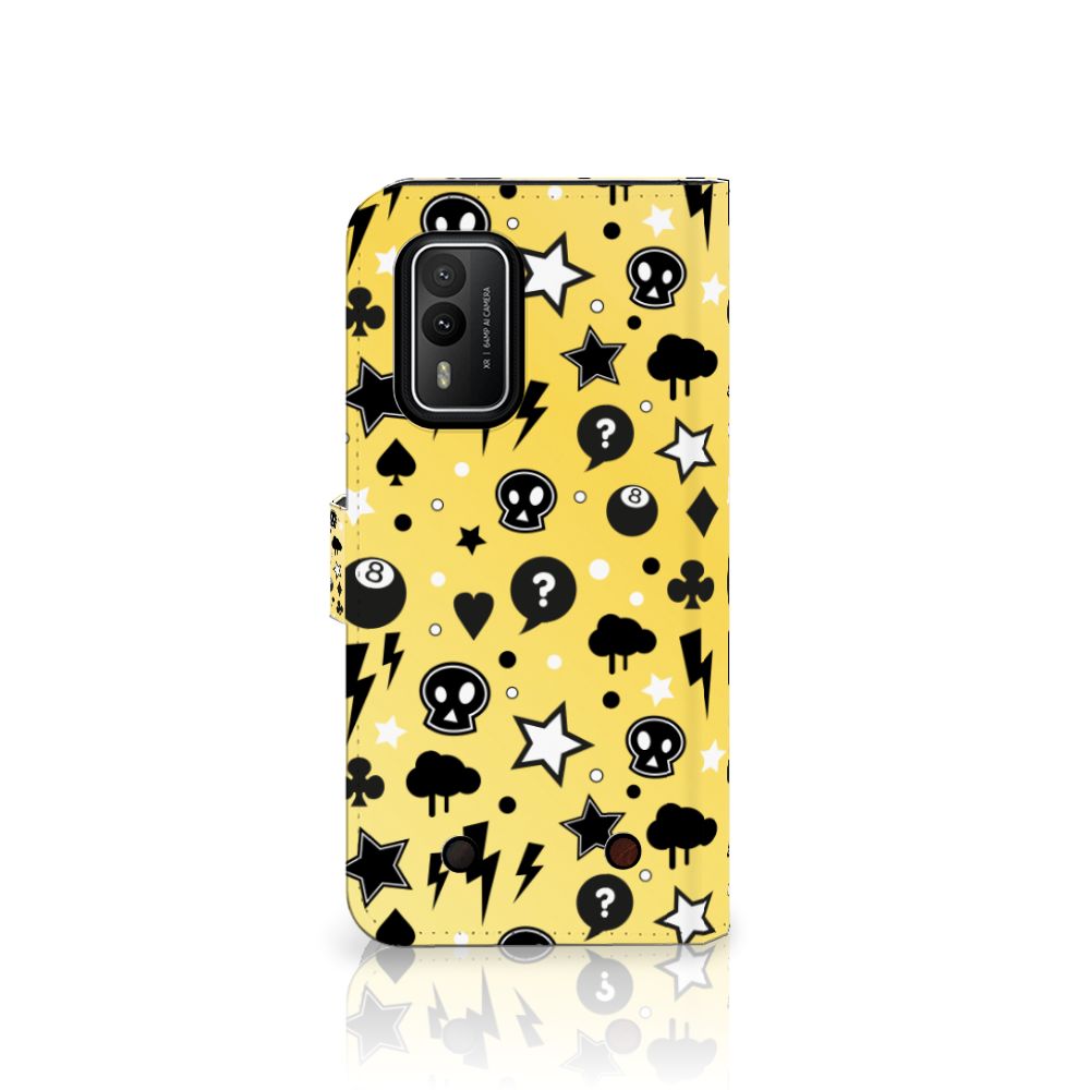 Nokia XR21 Telefoonhoesje met Naam Punk Geel aanzicht