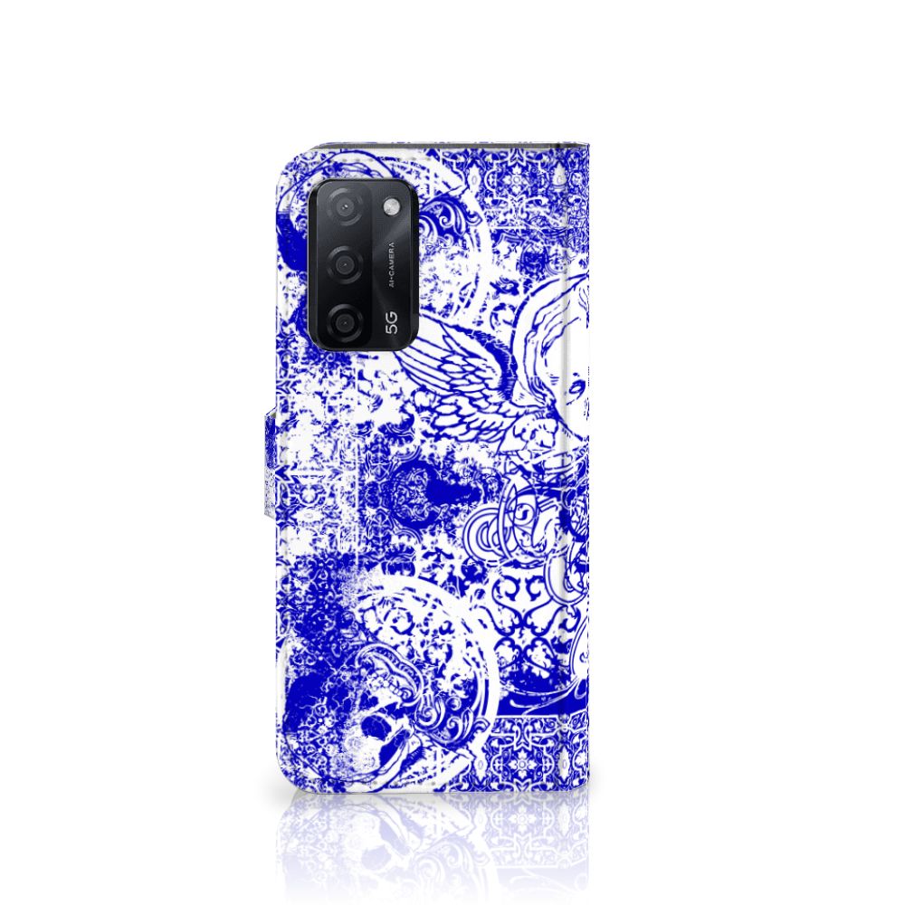 Telefoonhoesje met Naam OPPO A16/A16s/A54s Angel Skull Blauw
