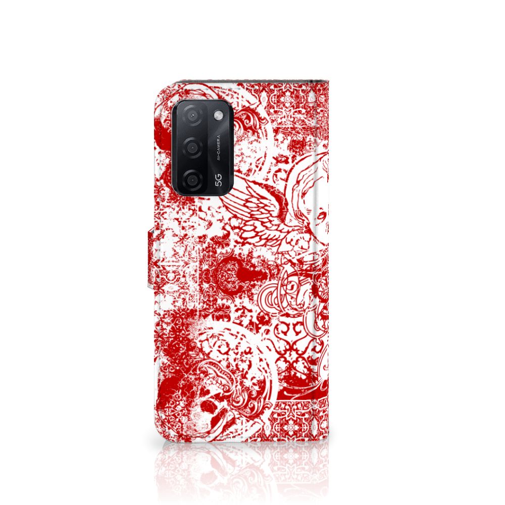 Telefoonhoesje met Naam OPPO A16/A16s/A54s Angel Skull Rood