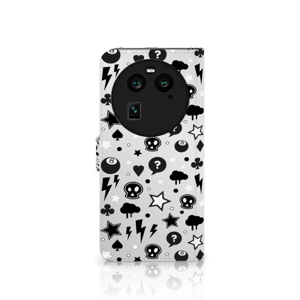 OPPO Find X6 Telefoonhoesje met Naam Silver Punk voorkant design zwart wit