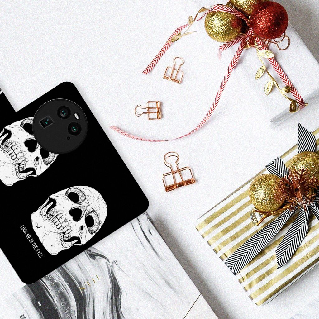 Telefoonhoesje met Naam OPPO Find X6 Skull Eyes bovenaanzicht