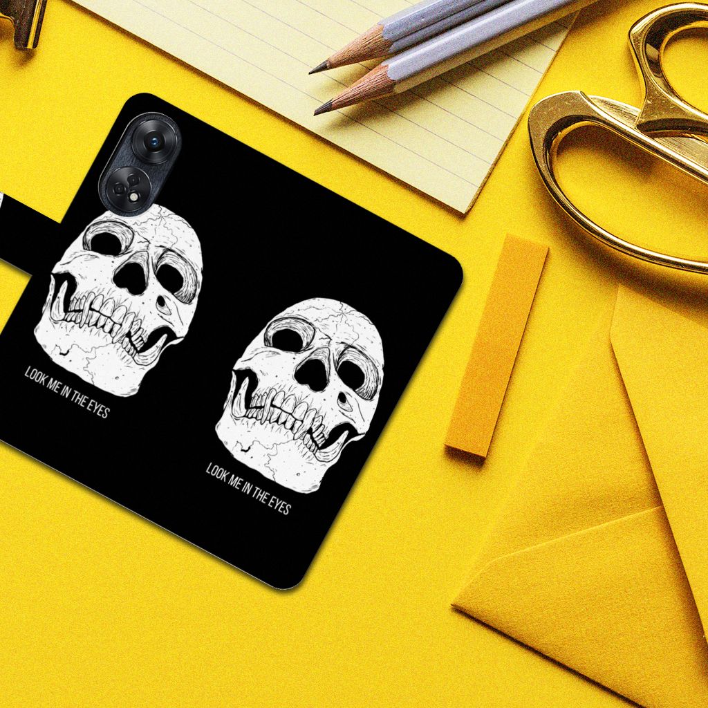Telefoonhoesje met Naam OPPO Reno8 T 4G Skull Eyes afbeelding skull design