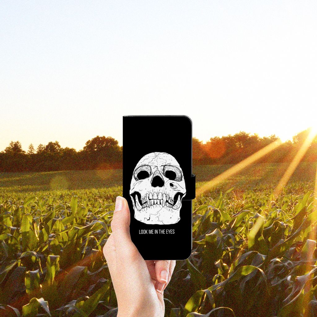 OPPO Reno8 T 4G Telefoonhoesje met Naam Skull Eyes vooraanzicht