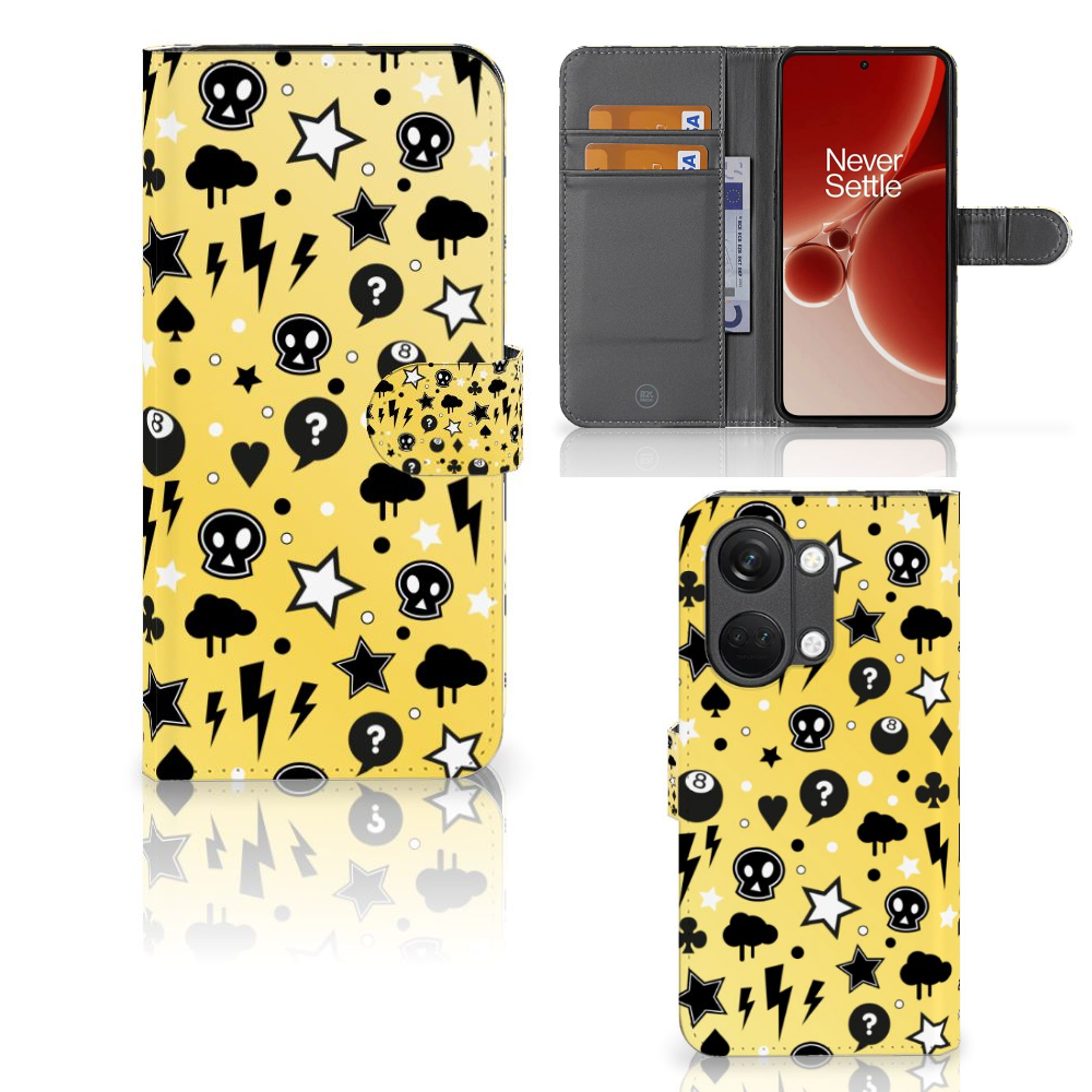 Telefoonhoesje met Naam OnePlus Nord 3 Punk Geel met uniek design en ruimte voor pasjes 💳