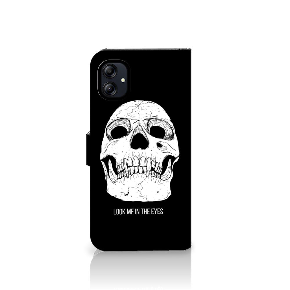 Telefoonhoesje met Naam Samsung Galaxy A04e Skull Eyes achterkant ontwerp