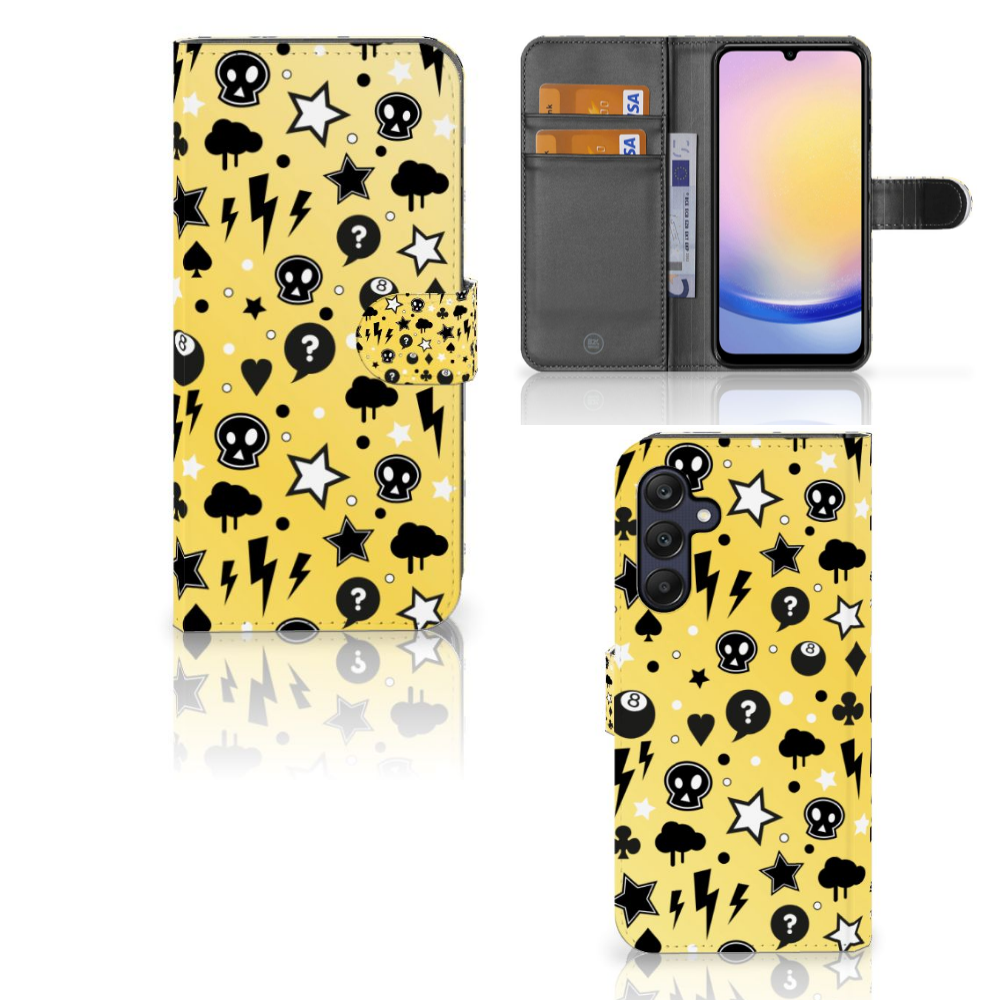Samsung Galaxy A25 Telefoonhoesje met Naam Punk Geel voornaamste aanzicht binnenkant