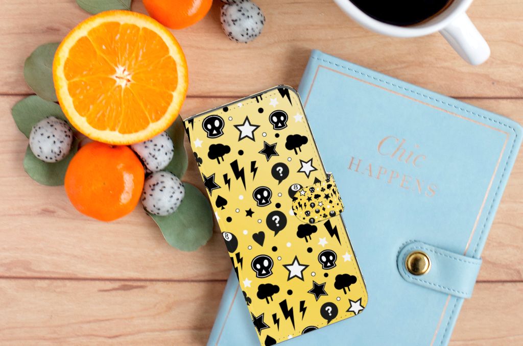 Samsung Galaxy A25 Telefoonhoesje met Naam Punk Geel aanzicht